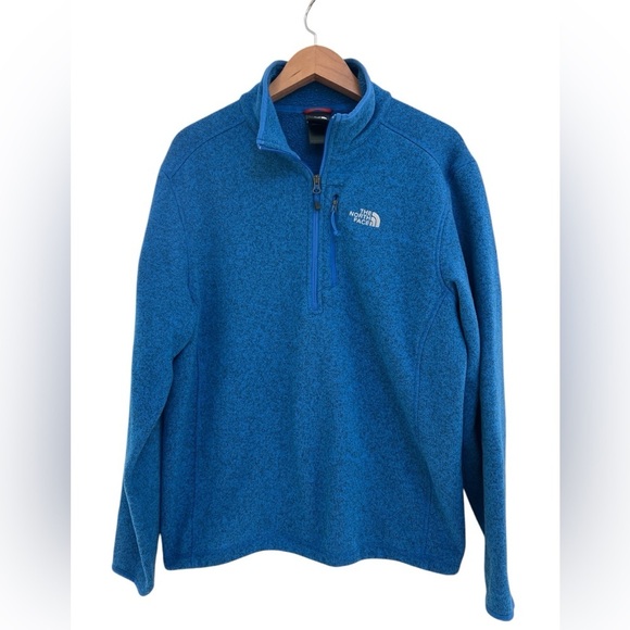 THE NORTH FACE LONG SLEEVE PULLOVER 1/4 ZIP BLUE SWEATER MEN’s Size Large - Picture 1 of 7